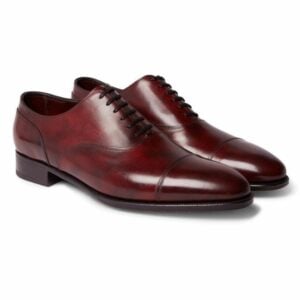 Cap-Toe-Oxford-Leather Burgundy-Shoes-Men