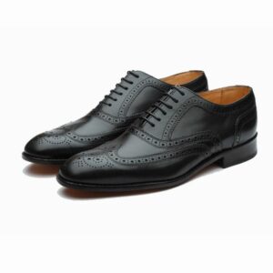 Oxford Leather Black Lace Up Boots Mens