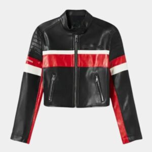 Ladies Red And Black Leather Jacket