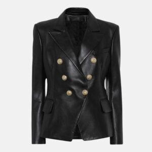 womens-kim-double-breasted-black-leather-blazer-