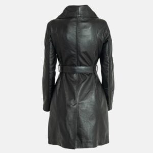 Black Leather Trench Coat Womens