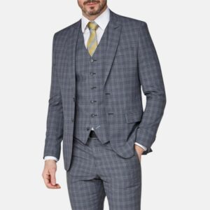 Light Grey Tweed 3 Piece Suit Mens