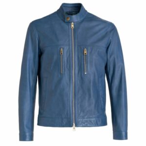 Electric blue leather jacket