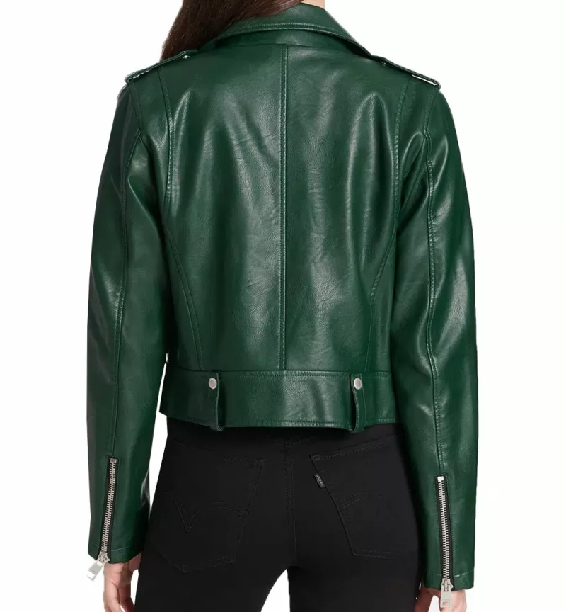 Emerald Green Leather Womens Moto Jacket