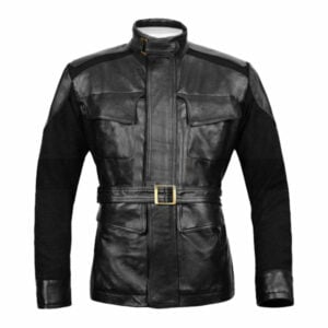 Nick Belted Mens Black Jacket With Double Layered Closure
