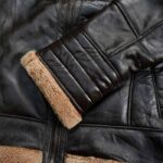 Quilted Black Leather Shearling Jacket With White Fur - Trendy Jacket